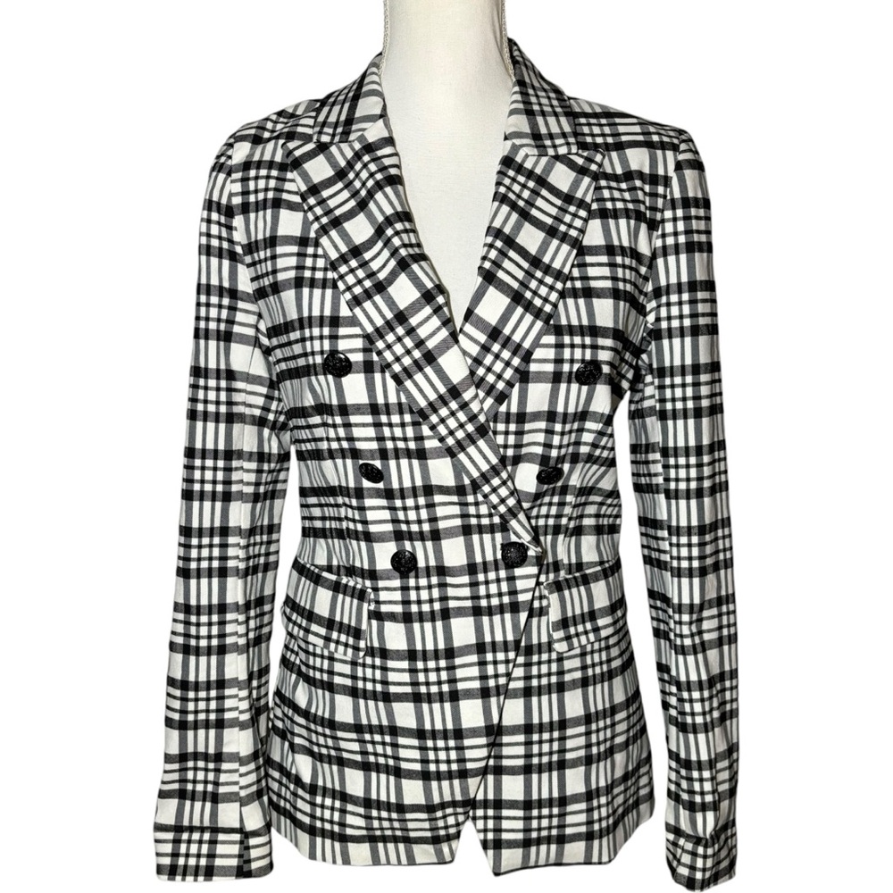 Maison d'Amelie Women's Medium‎ Plaid Career Blazer Jacket Collared Checkered